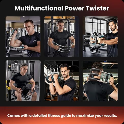 مدرب ذراع Twister قابل للتعديل مع 4 Springs & Workout Guide ، 12 مستوى مقاومة (40-110 رطلاً)-مدرب قوة في الصدر والجزء العلوي من الجسم للرجال والنساء ، باني عضلات الصالة الرياضية المنزلية in Kuwait