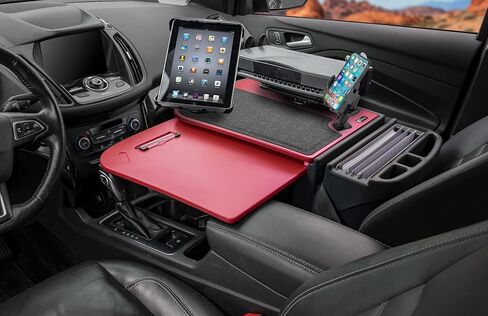 مكتب السيارة AutoExec GripMaster لمحطة عمل سيارتك ومكتبك المحمول، أحمر صودا، مع حامل الهاتف، حامل الطابعة وحامل الكمبيوتر اللوحي in Kuwait
