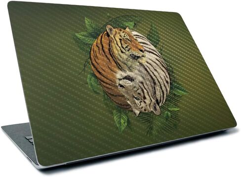MightySkins Carbon Fiber Skin for Microsoft Surface Laptop 3 13.5" (2019) - Tiger Yin Yang,Textured Carbon Fiber Finish,Easy to Apply, Remove, and Change Styles, in Kuwait