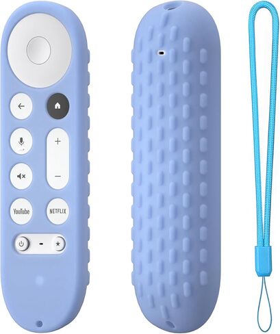 Hi Color Silicone Case Cover for Google TV Streamer 4K 2024 Remote Control GY3LE Protective Cover with Lanyard (Glow Blue) in Kuwait