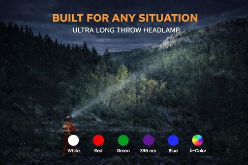 Long Range Rechargeable Headlamp, 5-Color-in-1, Zoomable Hunting Headlamp for Coyotes Hog Predators, Blood Tracking Light, Head Lamp Light for Search Rescue Outdoor Use Emergencies Gift in Kuwait
