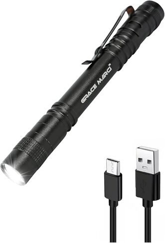 Tactical Rechargeable Pen Light Flashlight, USB-C Rechargeable, 3 Light Modes with Clip, Pocket Size for EDC, Small Led Penlight for Camping, Emergency Inspection and Repair in Kuwait