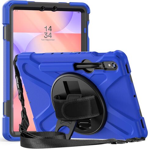 حافظة ProCase متينة لجهاز Galaxy Tab S10 Lite 2025/S10 FE/S9 FE/S9/S8/S7 11 بوصة - مع حامل قلم S، غطاء متين مقاوم للصدمات مع حزام يد قابل للدوران 360 درجة واقٍ - أسود in Kuwait