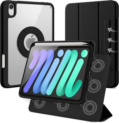 حافظة لجهاز iPad mini 7 A17 Pro، iPad mini 7/6 Gen. 8.3 بوصة 2024/2021، غطاء مغناطيسي قابل للإزالة والفصل مع حامل أقلام، حامل رأسي قابل للتعديل، زوايا متعددة الطي ثلاثي، قهوة الشوفان + أبيض in Kuwait