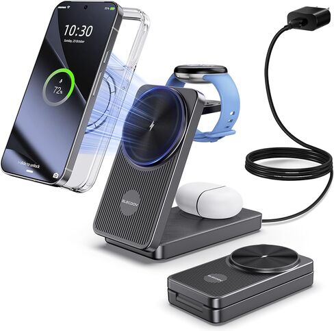 Wireless Charger for Google, 3 in 1 Wireless Charging Station for Pixel Watch 3/2 Charger, Fast Charger Stand for Fitbit Versa 4/3/Sense 2, Google Pixel 10/10a/9/Pro/8(Not for Pixel Watch 4/1) in Kuwait