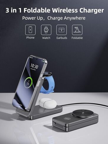 Wireless Charger for Google, 3 in 1 Wireless Charging Station for Pixel Watch 3/2 Charger, Fast Charger Stand for Fitbit Versa 4/3/Sense 2, Google Pixel 10/10a/9/Pro/8(Not for Pixel Watch 4/1) in Kuwait
