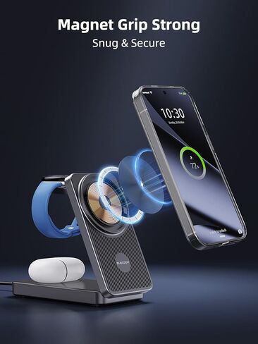 Wireless Charger for Google, 3 in 1 Wireless Charging Station for Pixel Watch 3/2 Charger, Fast Charger Stand for Fitbit Versa 4/3/Sense 2, Google Pixel 10/10a/9/Pro/8(Not for Pixel Watch 4/1) in Kuwait