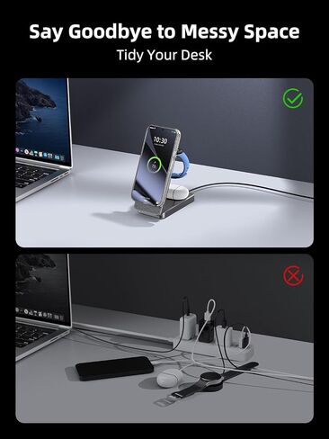Wireless Charger for Google, 3 in 1 Wireless Charging Station for Pixel Watch 3/2 Charger, Fast Charger Stand for Fitbit Versa 4/3/Sense 2, Google Pixel 10/10a/9/Pro/8(Not for Pixel Watch 4/1) in Kuwait