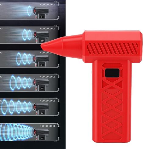 Generic منفاخ هواء كهربائي، 4000 مللي أمبير في الساعة، منفاخ محمول بشاشة رقمية LED لاسلكية عالية السرعة مع ضوء الطوارئ، للوحة المفاتيح والكمبيوتر وتبريد السيارة (أحمر) in Kuwait