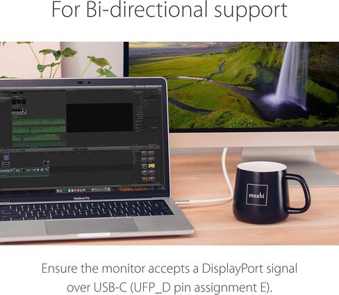 كابل Moshi USB C إلى DisplayPort بطول 1.5 متر/5 قدم، يدعم 5K@60 هرتز، 4K HDR، معتمد من VESA، غطاء من الألومنيوم، متوافق مع Thunderbolt 3 (تأكد من قبول الشاشات لإشارة DisplayPort) in Kuwait