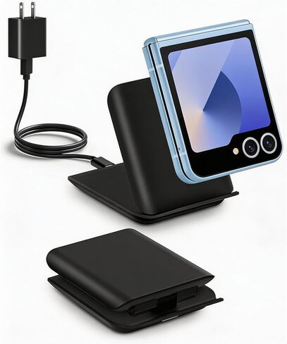 شاحن لاسلكي، حامل شحن لاسلكي سريع 2 في 1 قابل للطي للسفر لهاتف Samsung Galaxy Z Flip 5/4/3، شاحن لاسلكي محمول لسلسلة iPhone 15/14/13/12، وساعة Galaxy (ليس لساعة Apple) in Saudi Arabia