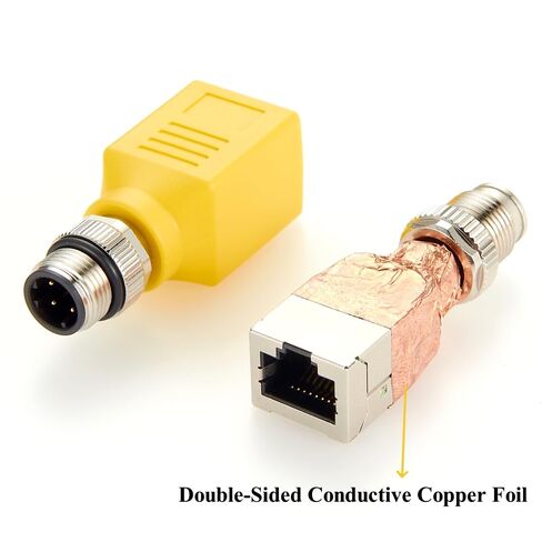 Profinet RJ45 إلى M12 4 Pin D-Coded مهايئ حاجز التغذية IP67 مقاوم للماء محمي M12 إلى RJ45 Cat6 موصل دائري لشبكة إيثرنت لمستشعر LoT للأتمتة الصناعية in Kuwait