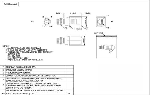 Profinet RJ45 إلى M12 4 Pin D-Coded مهايئ حاجز التغذية IP67 مقاوم للماء محمي M12 إلى RJ45 Cat6 موصل دائري لشبكة إيثرنت لمستشعر LoT للأتمتة الصناعية in Kuwait