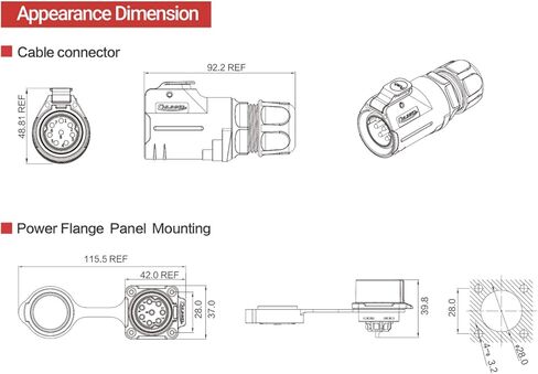CNLINKO 2 Pin 50Amp Power Industrial Circular Connector, Male Plug & Female in-line Receptacles, Cable to Cable Connection, Rated 50amp, Outdoor Waterproof IP67, Screw Locking Termination in Kuwait