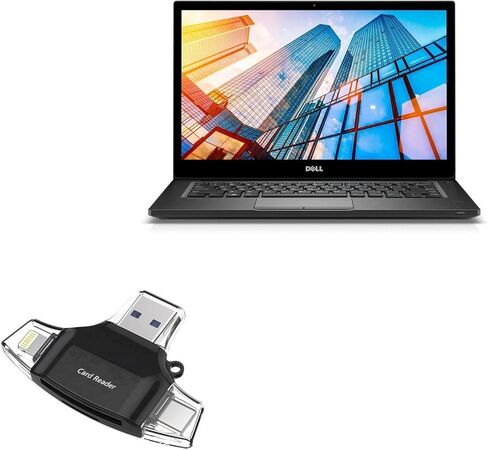 أداة BoxWave الذكية المتوافقة مع Dell Latitude 7490 - قارئ بطاقات SD AllReader، قارئ بطاقات microSD SD مدمج USB - أسود لامع in Kuwait