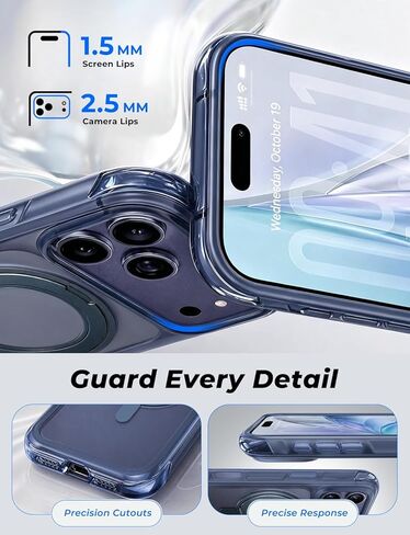 حافظة MAGIC JOHN شديدة التحمل لهاتف iPhone 17 Pro Max مع حامل، مناسبة لـ MagSafe، حامل حلقة مغناطيسية 360 درجة، حافظات التحكم في الكاميرا، حافظة هاتف مقاومة للصدمات لهاتف iPhone 17 Pro Max 6.9 بوصة، غطاء متين، أزرق داكن in Kuwait