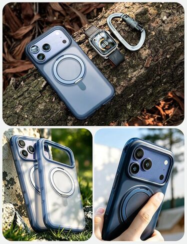 حافظة MAGIC JOHN شديدة التحمل لهاتف iPhone 17 Pro Max مع حامل، مناسبة لـ MagSafe، حامل حلقة مغناطيسية 360 درجة، حافظات التحكم في الكاميرا، حافظة هاتف مقاومة للصدمات لهاتف iPhone 17 Pro Max 6.9 بوصة، غطاء متين، أزرق داكن in Kuwait