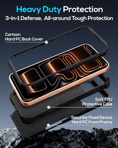 Heavy Duty for iPhone 17 Pro Max Case - Compatible with MagSafe Shockproof Protective Rugged Magnetic Men Military Grade Shock Drop Proof Phone Cover Funda for Apple 17 Promax Case, Black in Saudi Arabia