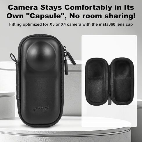 حقيبة حمل لجهاز Insta360 X5/X4 | متوافق مع غطاء العدسة الأصلي | حقيبة سفر واقية ذات هيكل صلب مع حزام معصم وحلقة تسلق آمنة in Kuwait
