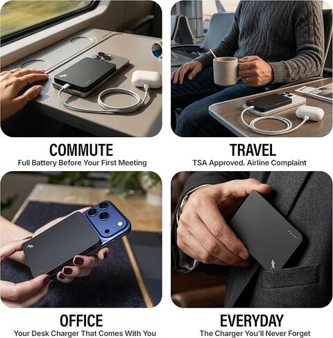 شاحن محمول Nimble Champ Wireless 5K للجزء الخلفي من الهاتف، بنك طاقة لاسلكي مغناطيسي بقدرة 5000 مللي أمبير في الساعة، شحن سريع معتمد من Qi2، حزمة بطارية رفيعة متوافقة مع MagSafe لسلسلة iPhone 17/16/15/14 in Kuwait