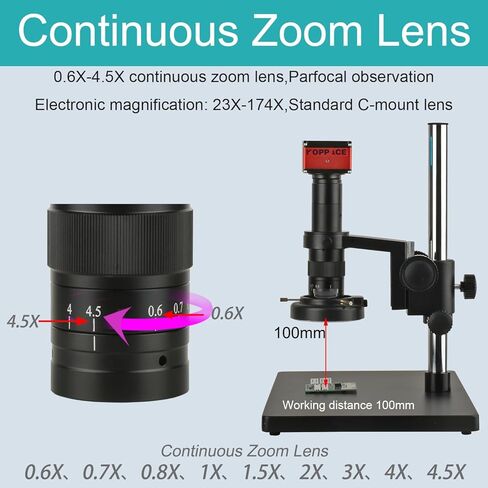 23X-174X HD Industrial Electron Microscope 4K Camera can be Connected to a Computer for Measurement and Photography in Kuwait