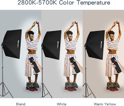 مجموعة إضاءة سوفت بوكس، مجموعة إضاءة التصوير الفوتوغرافي YICOE مقاس 2x19.7 بوصة × 27.5 بوصة نظام إضاءة مستمر مع لمبة LED 5700K E27 وجهاز تحكم عن بعد لصورة المنتج وفيديو التصوير الفوتوغرافي للأزياء... in Saudi Arabia