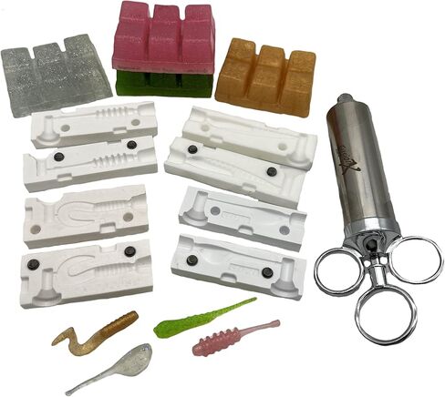 Crappie Soft Plastic Fishing Lure Making KIT - 4 MOLDS, Injector, 4 Colors Resin - FusionX Fishing InjeX - Great for Perch and Panfish in Kuwait