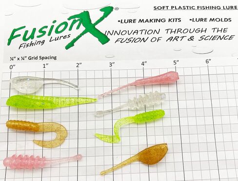 Crappie Soft Plastic Fishing Lure Making KIT - 4 MOLDS, Injector, 4 Colors Resin - FusionX Fishing InjeX - Great for Perch and Panfish in Kuwait