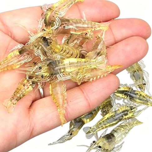16pcs/Box Soft Lures Silicone imulation Soft Shrimp Bait with Hook Shrimp, Sea Bass, and Bent Mouth Fish Bait,Soft Shrimp-Shaped Lure,High,Efficiency Fishing in Kuwait
