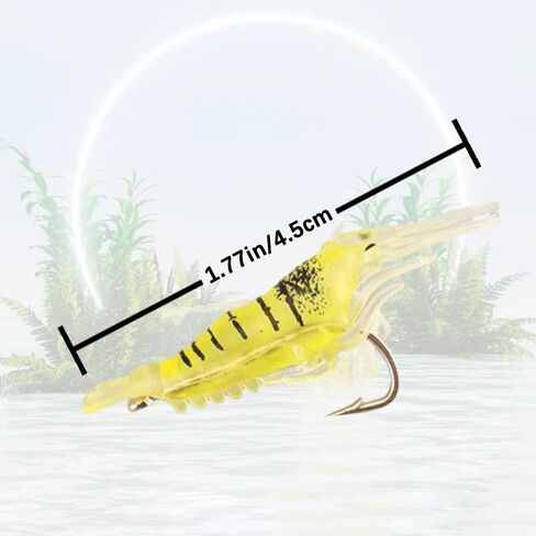 16pcs/Box Soft Lures Silicone imulation Soft Shrimp Bait with Hook Shrimp, Sea Bass, and Bent Mouth Fish Bait,Soft Shrimp-Shaped Lure,High,Efficiency Fishing in Kuwait