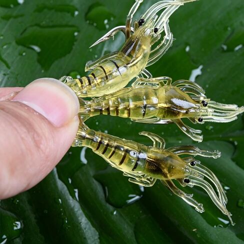16pcs/Box Soft Lures Silicone imulation Soft Shrimp Bait with Hook Shrimp, Sea Bass, and Bent Mouth Fish Bait,Soft Shrimp-Shaped Lure,High,Efficiency Fishing in Kuwait
