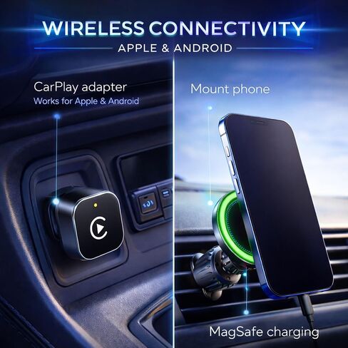 محول CarPlay اللاسلكي لجهاز iPhone، يحول السلكي إلى CarPlay اللاسلكي، التوصيل والتشغيل USB Dongle، اتصال تلقائي سريع، زمن استجابة منخفض، متوافق مع iOS وFactory CarPlay Cars in Kuwait