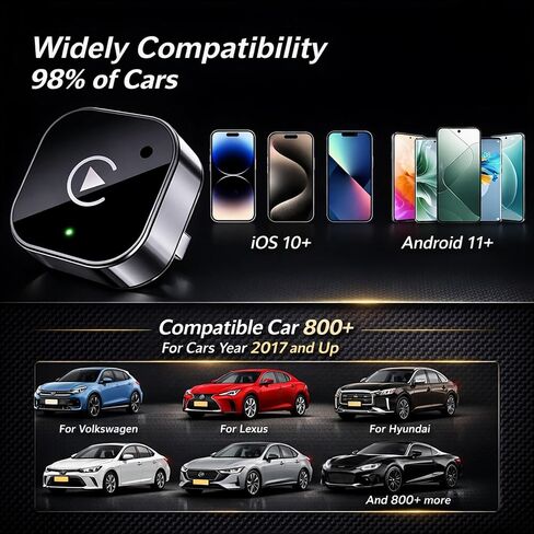 محول CarPlay اللاسلكي لجهاز iPhone، يحول السلكي إلى CarPlay اللاسلكي، التوصيل والتشغيل USB Dongle، اتصال تلقائي سريع، زمن استجابة منخفض، متوافق مع iOS وFactory CarPlay Cars in Kuwait