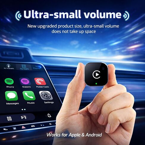 محول CarPlay اللاسلكي لجهاز iPhone، يحول السلكي إلى CarPlay اللاسلكي، التوصيل والتشغيل USB Dongle، اتصال تلقائي سريع، زمن استجابة منخفض، متوافق مع iOS وFactory CarPlay Cars in Kuwait