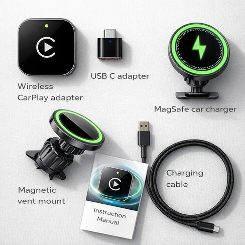 محول CarPlay اللاسلكي لجهاز iPhone، يحول السلكي إلى CarPlay اللاسلكي، التوصيل والتشغيل USB Dongle، اتصال تلقائي سريع، زمن استجابة منخفض، متوافق مع iOS وFactory CarPlay Cars in Kuwait