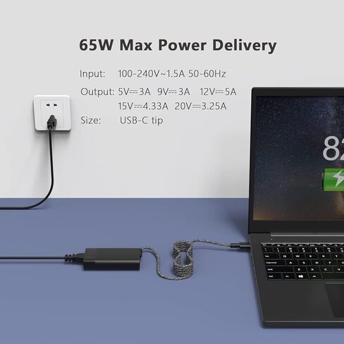 USB C Laptop Charger Compatible with HP Probook 4 G1a G1i G1q 16 14 AI PC 460 465 445 440 G11 Power Supply Adapter Cord in Kuwait
