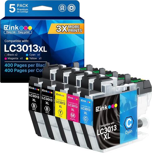 خراطيش حبر LC3011 LC3013 BK CMY Y متوافقة مع Brother LC3013 LC3011 LC3013XL Work Brother MFC-J497DW MFC-J895DW MFC-J491DW MFC-J690DW خرطوشة حبر 5 عبوات (2X أسود 1x أرجواني سماوي أصفر) in Kuwait
