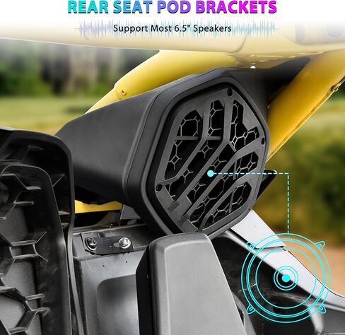 حاويات مكبر صوت للمقعد الخلفي مقاس 6.5 بوصة لـ Can-Am Maverick R R MAX X RS 2024 2025، حاملات دعامات تثبيت مكبرات الصوت UTV (قطعتان، تدعم مكبرات صوت 6.5 بوصة) in Kuwait
