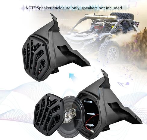 حاويات مكبر صوت للمقعد الخلفي مقاس 6.5 بوصة لـ Can-Am Maverick R R MAX X RS 2024 2025، حاملات دعامات تثبيت مكبرات الصوت UTV (قطعتان، تدعم مكبرات صوت 6.5 بوصة) in Kuwait