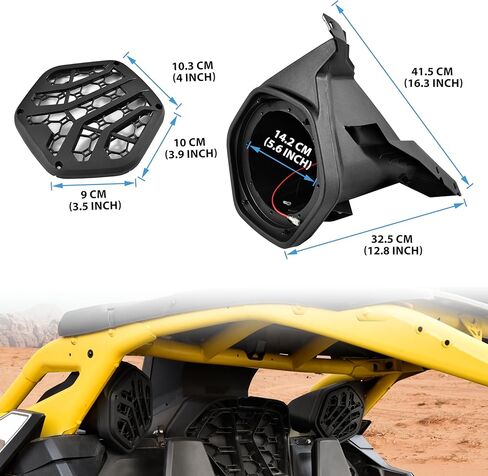 حاويات مكبر صوت للمقعد الخلفي مقاس 6.5 بوصة لـ Can-Am Maverick R R MAX X RS 2024 2025، حاملات دعامات تثبيت مكبرات الصوت UTV (قطعتان، تدعم مكبرات صوت 6.5 بوصة) in Kuwait