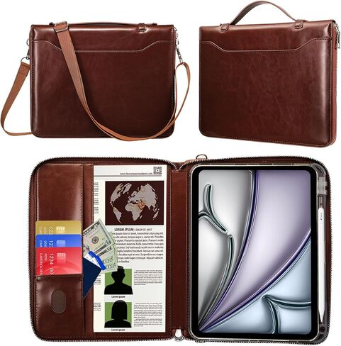 E NET-CASE لحافظة iPad Air 13 بوصة M4/M3/M2 (2026/2025/2024)، حافظة iPad Pro 12.9 (الجيل السادس/الخامس 2022/2021)، غطاء واقٍ على شكل حقيبة (بني) in Kuwait