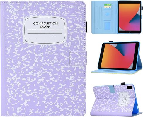 Composition Book Case for iPad 10.2 Inch 2021/2020/2019,for iPad 9th/8th/7th Generation Case,10.2-inch Cover Vegan Leather Slim Folding Stand Hardshell with Pocket Auto Wake/Sleep,Pink NoteBook in Kuwait