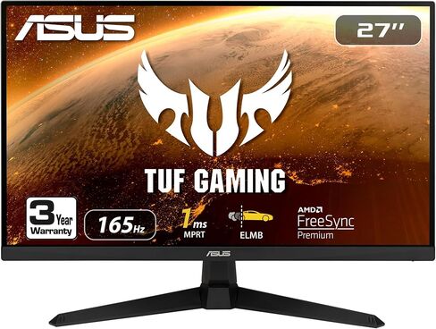 شاشة الألعاب ASUS TUF Gaming مقاس 27 بوصة بدقة 1080 بكسل (VG277Q1A) - دقة عالية كاملة، 165 هرتز (تدعم 144 هرتز) (متجددة) in Kuwait