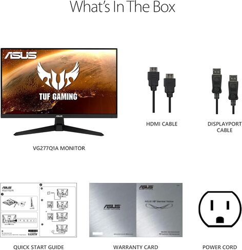 شاشة الألعاب ASUS TUF Gaming مقاس 27 بوصة بدقة 1080 بكسل (VG277Q1A) - دقة عالية كاملة، 165 هرتز (تدعم 144 هرتز) (متجددة) in Kuwait