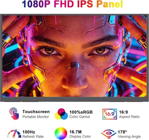 شاشة لمس محمولة كبيرة مقاس 23.8 بوصة من QQU، 1080P 100 هرتز FHD 100% sRGB USB-C HDMI مكبرات صوت للشاشة الثانية للألعاب المنزلية مع حامل 120 درجة وشاشة سفر VESA لأجهزة الكمبيوتر المحمول وأجهزة MacBook والكمبيوتر الشخصي والهاتف والكمبيوتر اللوحي والمحول in Kuwait