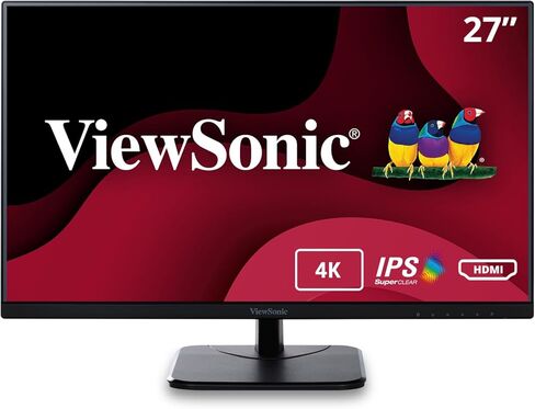 شاشة فيوسونيك VA2756-4K-MHD مقاس 27 بوصة IPS 4K مع حواف رفيعة للغاية ومدخل HDMI ومنفذ DisplayPort للمنزل والمكتب (متجددة) in Kuwait