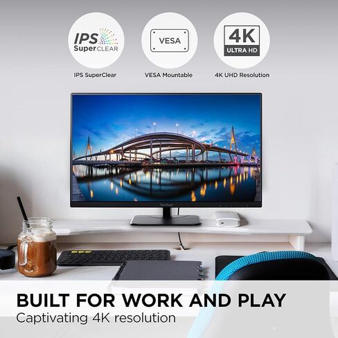 شاشة فيوسونيك VA2756-4K-MHD مقاس 27 بوصة IPS 4K مع حواف رفيعة للغاية ومدخل HDMI ومنفذ DisplayPort للمنزل والمكتب (متجددة) in Kuwait
