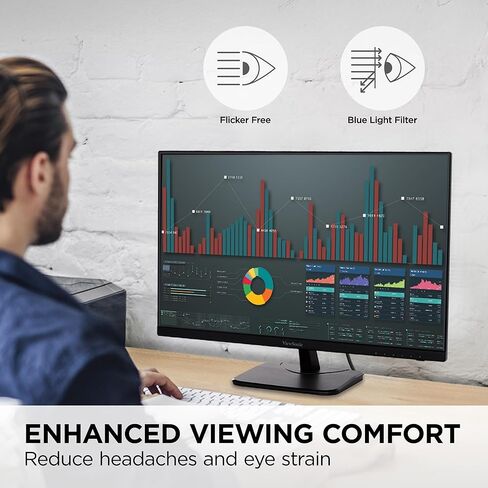 شاشة فيوسونيك VA2756-4K-MHD مقاس 27 بوصة IPS 4K مع حواف رفيعة للغاية ومدخل HDMI ومنفذ DisplayPort للمنزل والمكتب (متجددة) in Kuwait