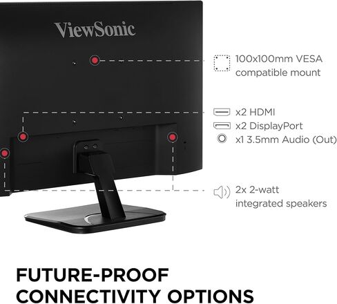 شاشة فيوسونيك VA2756-4K-MHD مقاس 27 بوصة IPS 4K مع حواف رفيعة للغاية ومدخل HDMI ومنفذ DisplayPort للمنزل والمكتب (متجددة) in Kuwait
