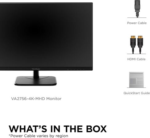 شاشة فيوسونيك VA2756-4K-MHD مقاس 27 بوصة IPS 4K مع حواف رفيعة للغاية ومدخل HDMI ومنفذ DisplayPort للمنزل والمكتب (متجددة) in Kuwait